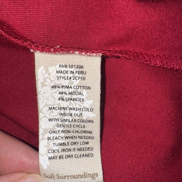 Soft Surroundings Red Half Sleeve Scoop Neck Midi Dress Pima Cotton Women XL - Picture 9 of 10